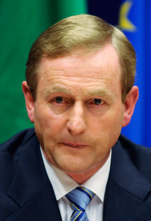 Ireland's Prime Minister Enda Kenny speaks during a news conference in Brussels in late July. The Irish Government has defended comments by Kenny, who said in July that the Vatican attempted to undermine the investigation of sex abuse by clergy. (CNS pho to/Eric Vidal, Reuters) 