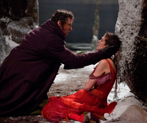 Hugh Jackman and Anne Hathaway star in a scene from "Les Miserables," the big-screen adaptation of the long-running stage show. The Catholic News Service classification is A-III -- adults. The Motion Picture Association of America rating is PG-13 -- pare nts strongly cautioned. Some material may be inappropriate for children under 13. (CNS photo/Universal Studios)