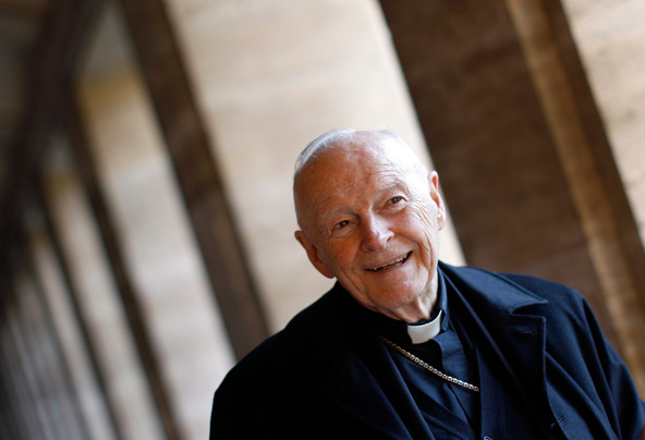 Cardinal Theodore E. McCarrick, retired archbishop of Washington, smiles during an interview with Reuters at the Pontifical North American College in Rome Feb. 14. (CNS photo/Alessandro Bianchi, Reuters)