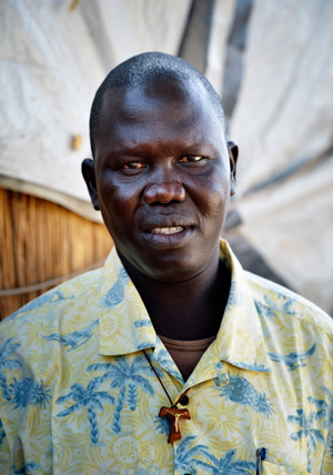 Fr. Biong Kuol, a priest in the Catholic parish of Abyei, Sudan, is pictured in a March 1 photo. Father Kuol lives among displaced families in Agok, where more than 100,000 Dinka Ngok fled in 2011 after attacks by northern soldiers and militias. (CNS photo/Paul Jeffrey)