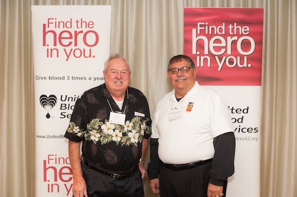 Jim Quinn from st. Helen Parish in Glendale and Richard Rodriguez from st. Jerome were among the top three percent of award-winning blood drive coordinators in the state and among the top 31 that qualified for a Hero Award earlier this year. (Courtesy of United Blood Services Arizona)