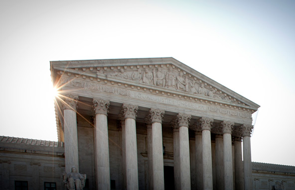 The front of the U.S. Supreme Court building in Washington is pictured in a file photo from April.  (CNS file photo/Nancy Phelan Wiechec)