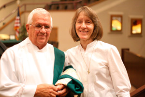 Deacon Dick Petersen, M.D., who has been elected president of the Catholic Physicians Guild of Phoenix, with Dominican Sister Lynn Alvin. (J.D. Long-Garcia/CATHOLIC FILE PHOTO) 