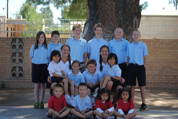 Christ the King Catholic School in Mesa had eight sets of twins including a pair in eighth-grade during the 2012-13 school year. The eldest twins start at Seton Catholic Preparatory High School in Chandler this week. (courtesy photo)
