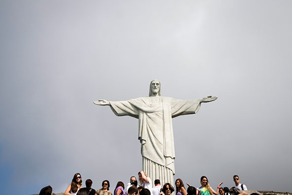 People visit Christ the Redeemer statue on a hill overlooking Rio de Janeiro in this photo from April. Rio hosted tens of thousands of young people for World Youth Day July 23-28. Pope Francis approved a special indulgence for those who attended the event’s liturgies and prayer services or for those who followed the events online in the spirit of prayer and contrition. (Elie Gardner/CNS)
