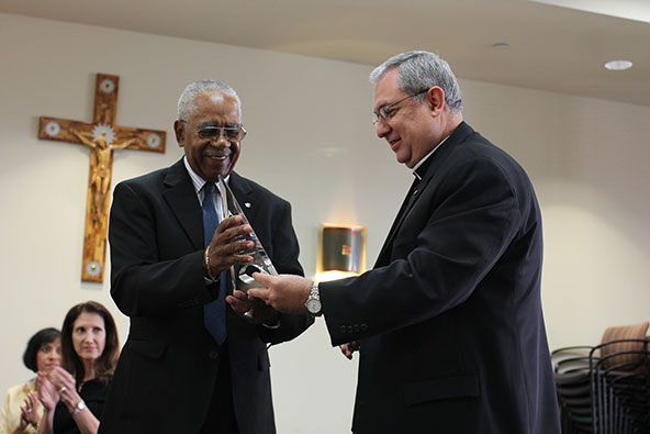 Isaiah “Kit” Marshall received the Bishop Harold R. Perry Award from the Catholic Negro-American Mission Board Oct. 3. (J.D. Long-García/CATHOLIC SUN)