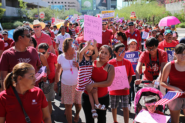 Families of marchers joined together for the Oct. 5 "National Day of Dignity and Respect" rally in downtown Phoenix. (J.D. Long-Garcia/CATHOLIC SUN)