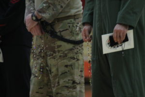 Active duty service members pray the rosary for the United States alongside Seton students and staff Nov. 12 (Ambria Hammel/CATHOLIC SUN)