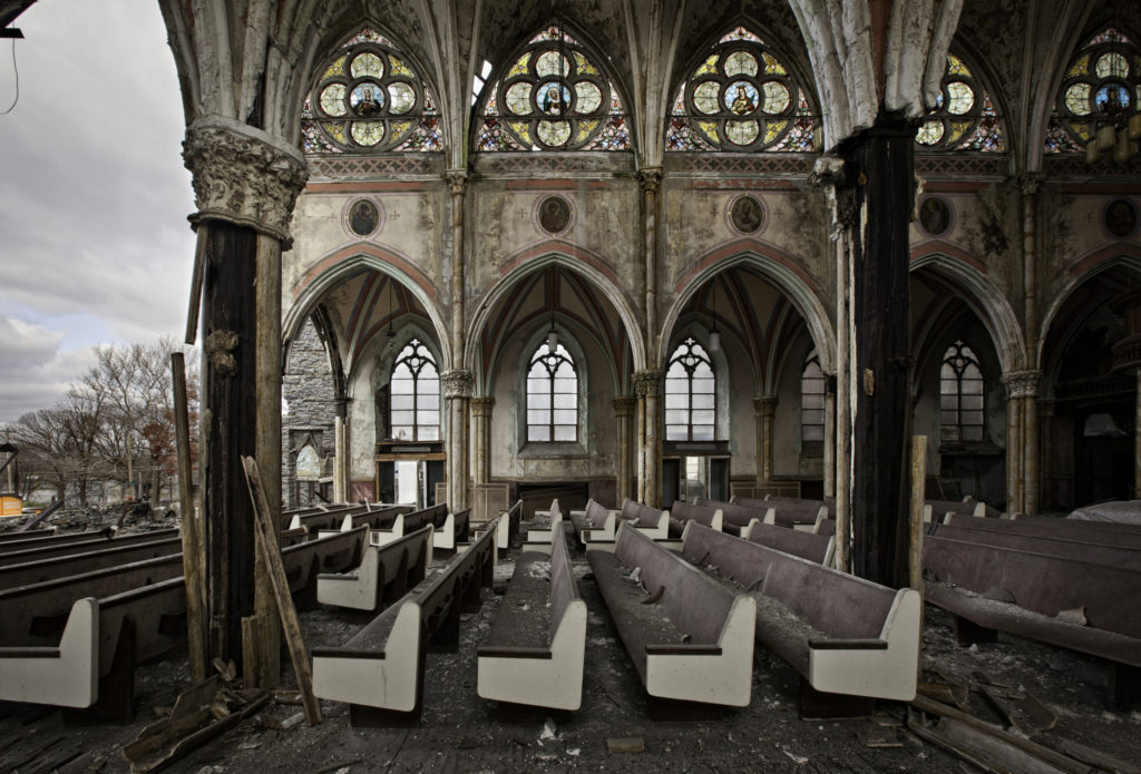 A photo taken Dec. 7 by photographer Matthew Christopher shows the inside of St. Bonaventure Church in Philadelphia. The photo is part of a gallery presentation by Christopher titled "Abandoned America." (CNS photo/Matthew Christopher, Abandoned America)