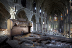 A photo taken in 2010 by photographer Matthew Christopher shows the inside of the Church of the Assumption in Philadelphia. The photo is part of a gallery presentation by Christopher titled "Abandoned America." (CNS photo/Matthew Christopher, Abandoned America)