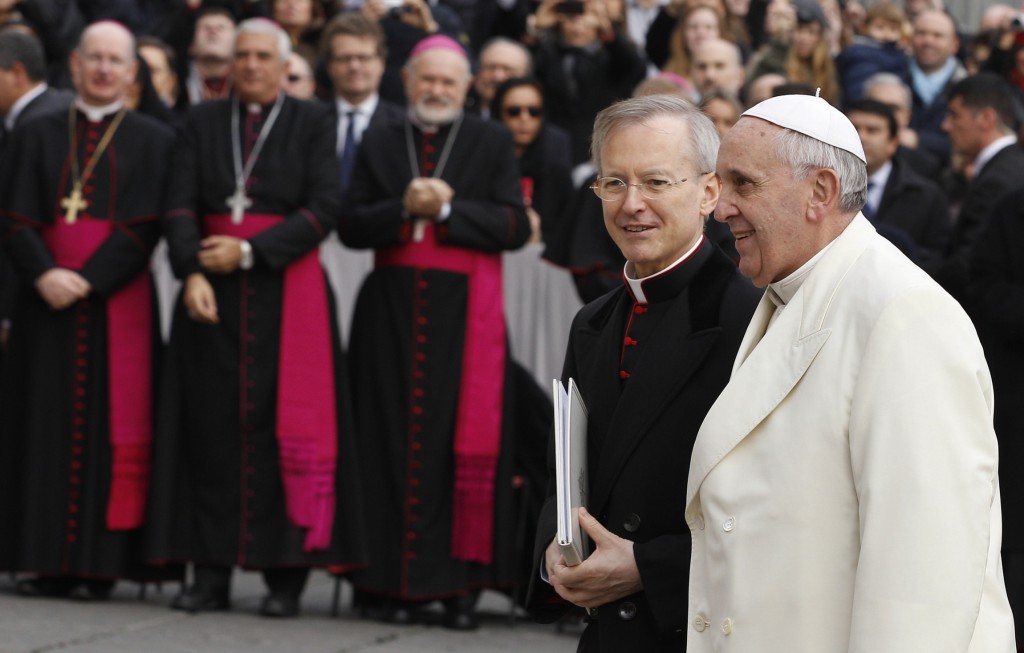 Pope Francis arrives to lead his general audience in St. Peter's Square at the Vatican Jan. 22. (CNS photo/Paul Haring)