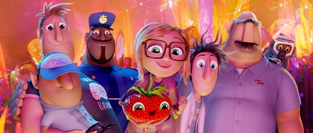 Animated characters are seen in the movie "Cloudy With Chance of Meatballs 2." The Catholic News Service classification is A-II -- adults and adolescents. The Motion Picture Association of America rating is PG -- parental guidance suggested. (CNS photo/Columbia)