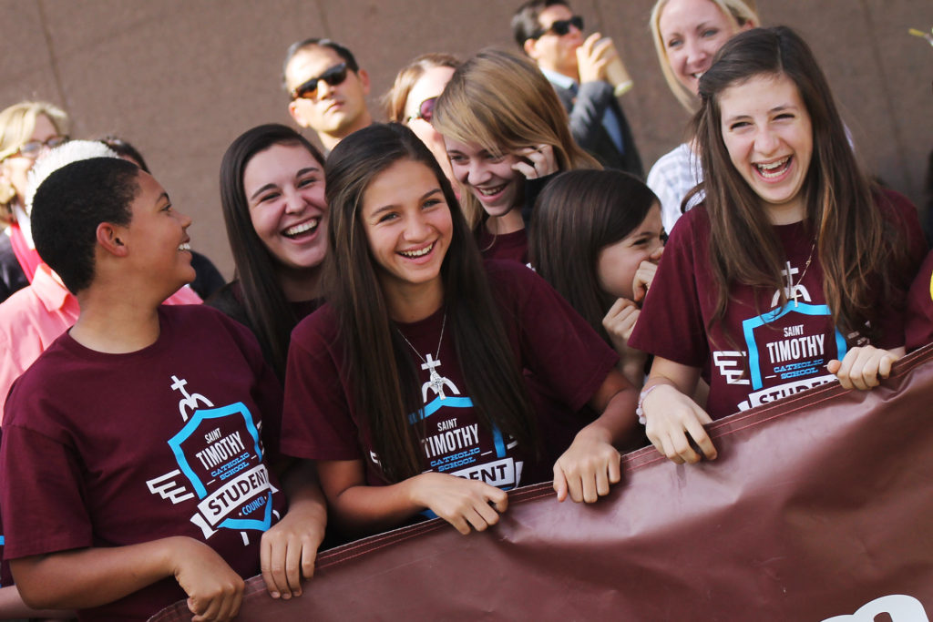 St. Timothy School students take part in the annual Catholic Schools Week rally Jan. 29 at the Arizona State Capitol. (Ambria Hammel/CATHOLIC SUN)