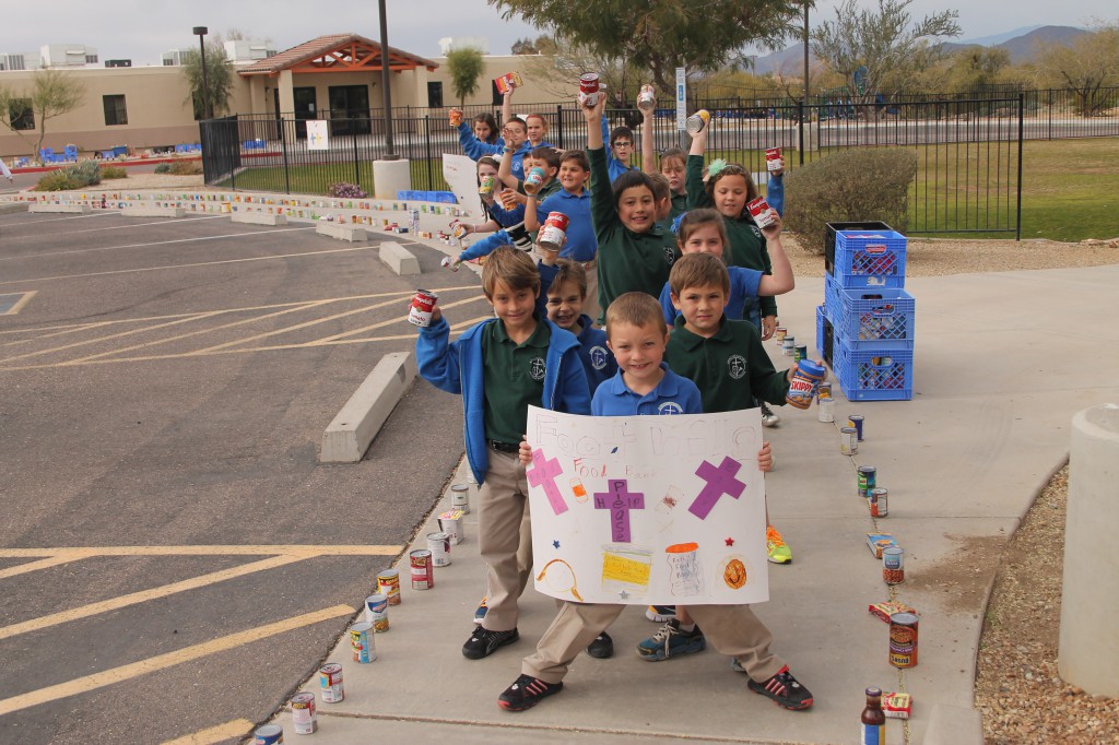 Second graders at Annunciation Catholic School gave more than 1,025 pounds to the Foothills Food Bank to help their neighbors struggling to make ends meet. (Ambria Hammel/CATHOLIC SUN)
