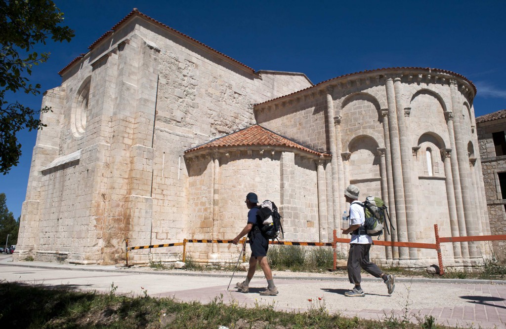 Pilgrims walk along the Way of St. James in the northern Spanish town of Burgos July 24. Pope Benedict XVI has said he is heading to Spain Nov. 6-7 as a pilgrim, and the trip will give him the opportunity to participate in the most popular foot pilgrimage in Europe, the "camino" or journey to Santiago de Compostela. (CNS photo/Felix Ordonez, Reuters) (Oct. 28, 2010)