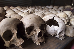 Shelves of skulls are seen in 2002 at the Ntarama Genocide Memorial in Rwanda. Just days before Rwanda was to begin a weeklong period of official mourning to mark the 20th anniversary of its genocide, Pope Francis urged the country's bishops to be resolute in continuing the work of healing and reconciliation. (CNS photo/Antony Njuguna, Reuters)