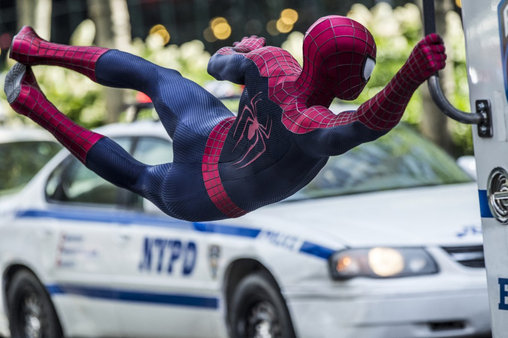 Andrew Garfield stars in a scene from the movie "The Amazing Spider-Man 2." The Catholic News Service classification is A-III -- adults. The Motion Picture Association of America rating is PG-13 -- parents strongly cautioned. Some material may be inappropriate for children under 13. (CNS photo/Sony)