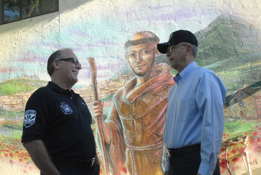 Dean Pedrotti, a Phoenix Fire Department Captain, left, and Mike Wold, a Navy veteran, right, are both involved with the outreach to veterans at the Franciscan Renewal Center. (Tamara Tirado/CATHOLIC SUN)