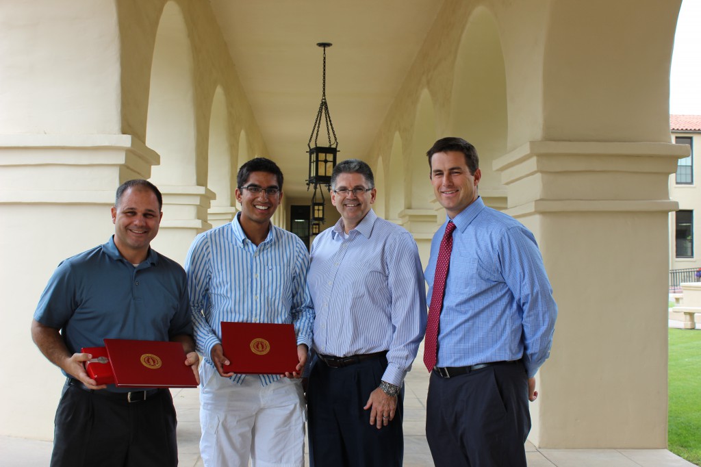 Brophy's Paul Fisko and Raj Vatsa with representatives from the Coca-Cola Foundation (courtesy of Brophy College Preparatory)