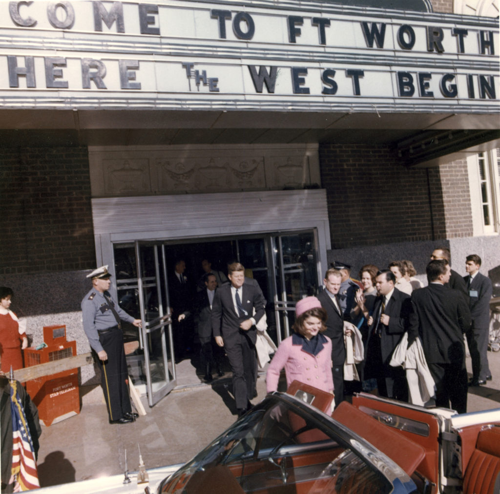 U.S. President John F. Kennedy and first lady, Jacqueline Kennedy, exit the Hotel Texas after the Fort Worth Chamber of Commerce Breakfast in 1963 in Texas. (CNS photo/Cecil Stoughton, courtesy John F. Kennedy Presidential Library and Museum)