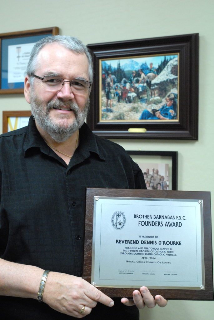 The National Council on Catholic Scouting recognized Fr. Dennis O'Rourke, V.F, chaplain for the Diocese of Phoenix Catholic Committee on Scouting, for his significant contributions to the Catholic scouting movement. (Tamara Tirado/CATHOLIC SUN)