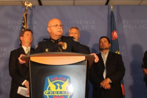 Phoenix police chief Daniel Garcia addressed the media regarding the arrest of Gary Moran for the murder of Fr. Walker and assault on Fr. Terra. 