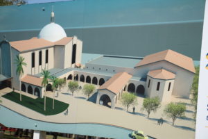 An artist's rendering of St. Francis Xavier's master plan will provide for a parish education center and shaded walkways. (Ambria Hammel/CATHOLIC SUN)