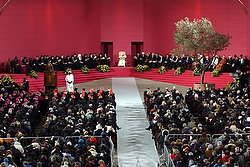 Representatives of the world's religions gather in January 2002 with St. John Paul II (center) in Assisi, Italy. (CNS photo by Max Rossi, Catholic Press Photo)