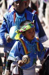 Young Native Americans take part in a festival near the Old Zuni Mission Church on the Zuni Pueblo Indian reservation in New Mexico Oct. 22. (CNS photo/Bob Roller) 
