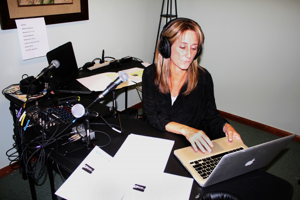 Anne Lotierzo, director of Pregnancy Care Centers in Fort Pierce and Stuart, Fla., welcomes listeners in early June as she kicks off a new pro-life radio show that is broadcast in the Diocese of Palm Beach, Fla. (CNS photo/Linda Reeves, Florida Catholic)