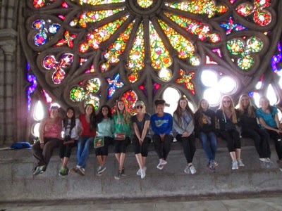 Xavier girls visit a basilica in Ecuador while on a service-oriented immersion trip. (photo from "Gators Go Global" blog)
