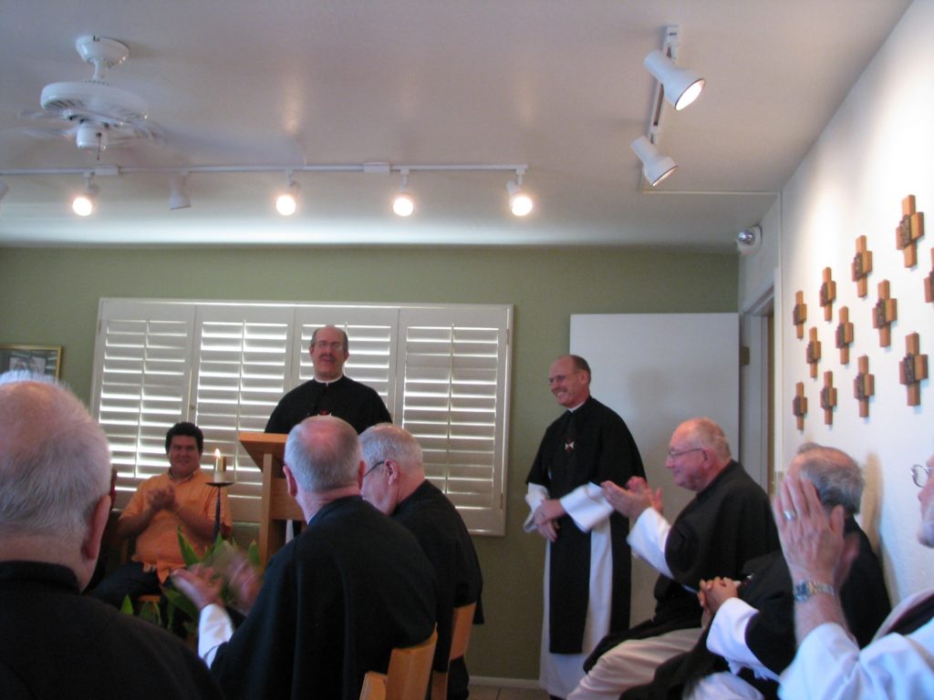 The Crosier Fathers and Brothers have a new local superior. Fr. Tom Enneking, OSC, was installed Aug. 3. 