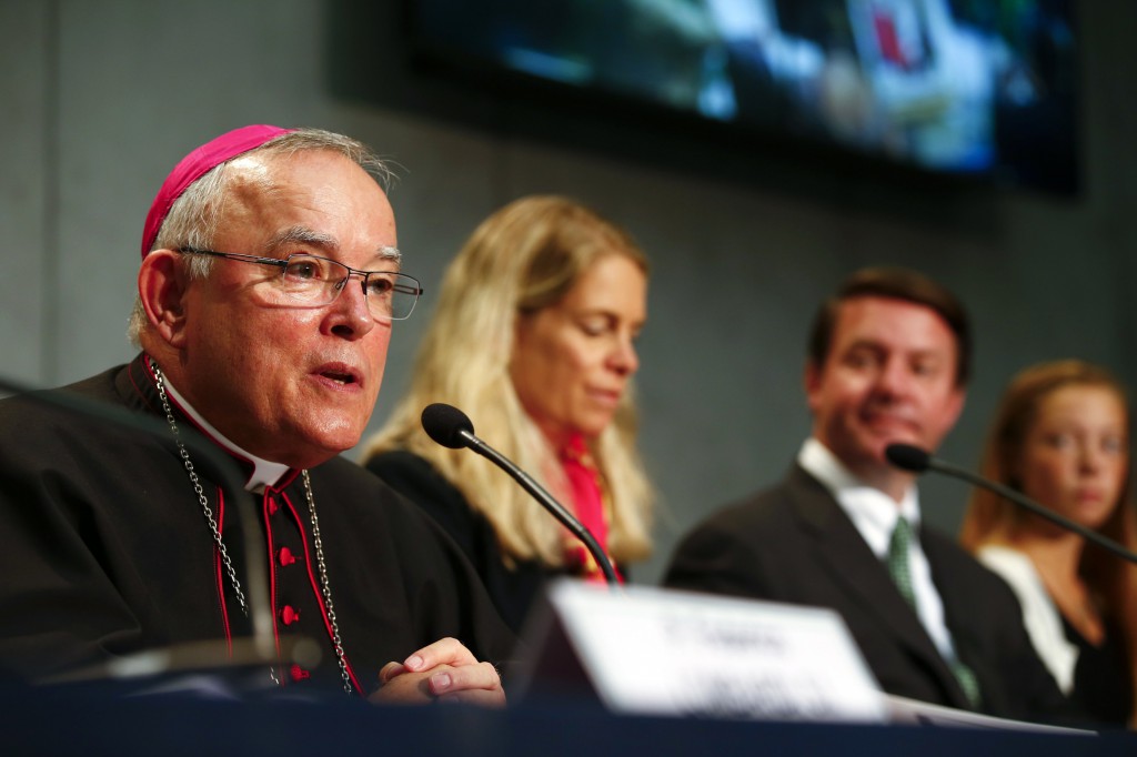 Archbishop Charles J. Chaput of Philadelphia speaks during a press conference at the Vatican Sept.16. Archbishop Chaput announced officially that the next World Meeting of Families will be held in Philadelphia Sept. 22-27, 2015. (CNS photo/Tony Gentile, Reuters)