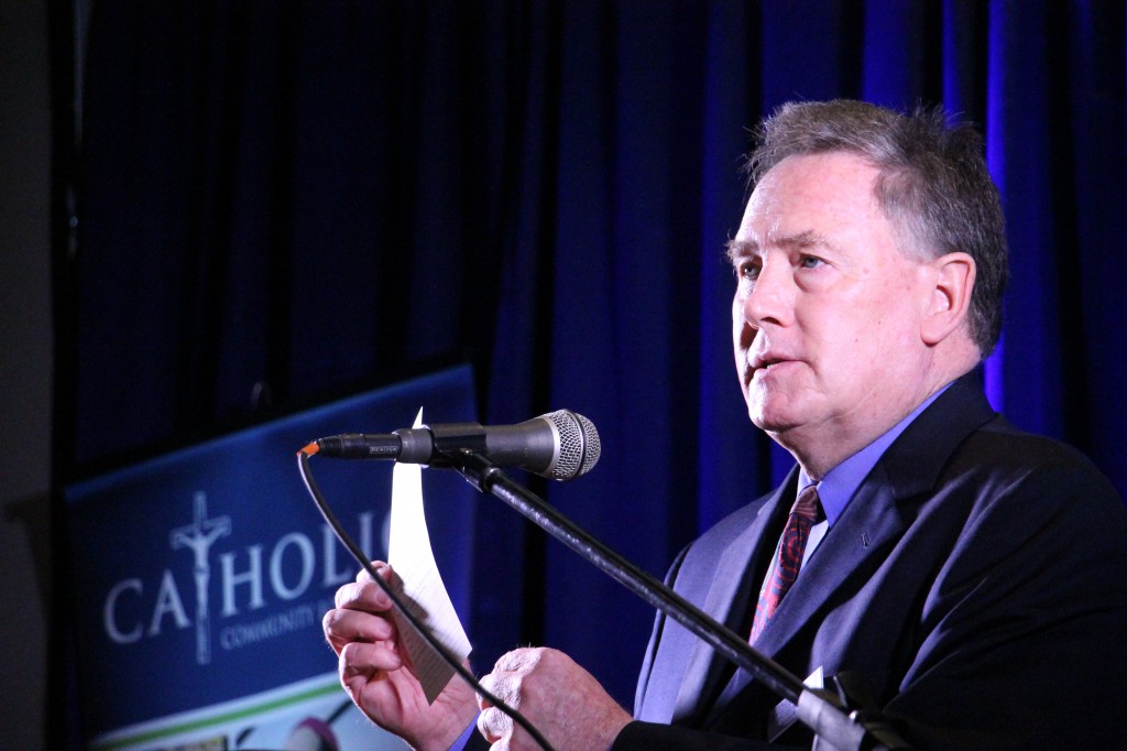 Rick Frisch, president and CEO of the Catholic Community Foundation, welcomed those in attendance at the Sept. 23 event and introduced Bishop Thomas J. Olmsted. (Ambria Hammel/CATHOLIC SUN)