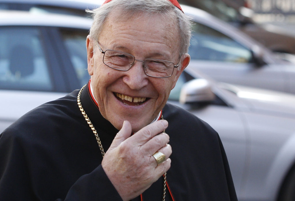 German Cardinal Walter Kasper, retired president of the Pontifical Council for Promoting Christian Unity, arrives for the morning session of the extraordinary Synod of Bishops on the family at the Vatican Oct. 8. (CNS photo/Paul Haring)