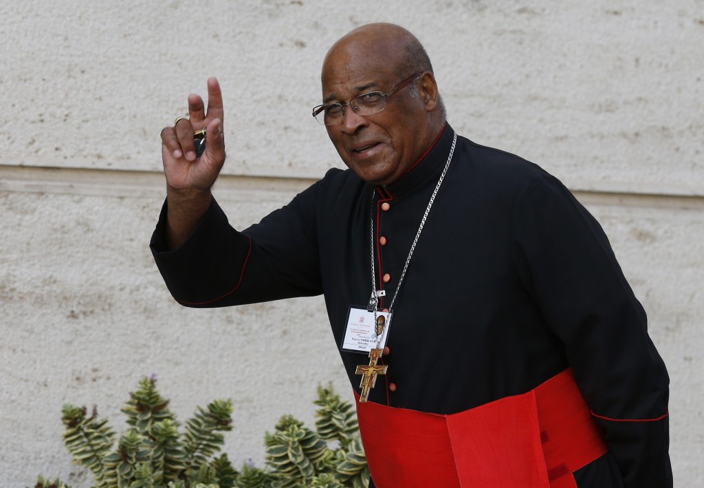 Cardinal Wilfrid F. Napier of Durban, South Africa, arrives for the morning session of the extraordinary Synod of Bishops on the family at the Vatican Oct. 14. (CNS photo/Paul Haring) 