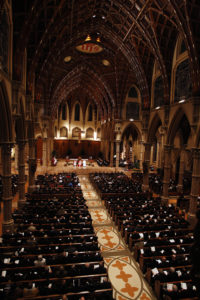 Priests from the Archdiocese of Chicago fill Holy Name Cathedral in Chicago to welcome Archbishop Blase J. Cupich Nov. 17. Archbishop, who succeeds Cardinal Francis E. George as head of the Chicago Archdiocese, is Pope Francis' first major appointment for the hierarchy of the U.S. Catholic Church. (CNS photo/John Smerciak, Catholic New World)