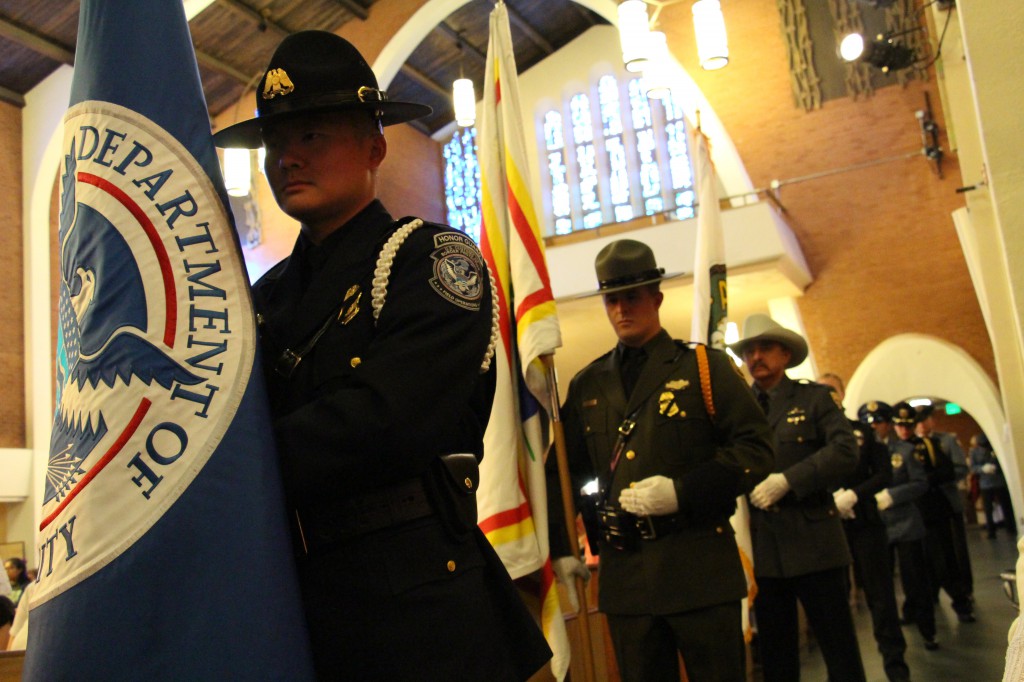 Police officers, firefighters and other first responders prayed inside Ss. Simon and Jude Cathedral Nov. 6 at the annual Blue Mass. (Ambria Hammel/CATHOLIC SUN)