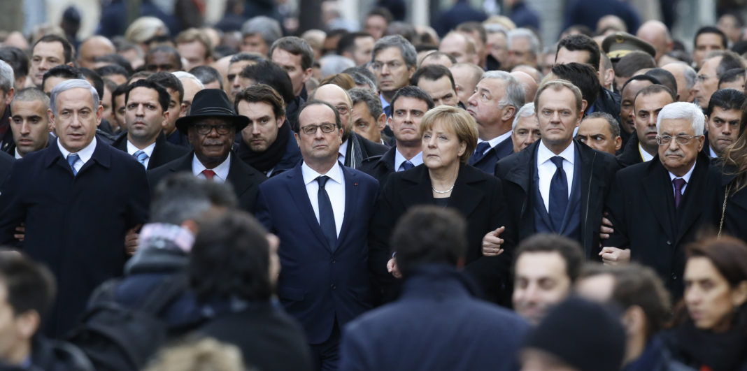 World leaders join rally for attack victims in Paris