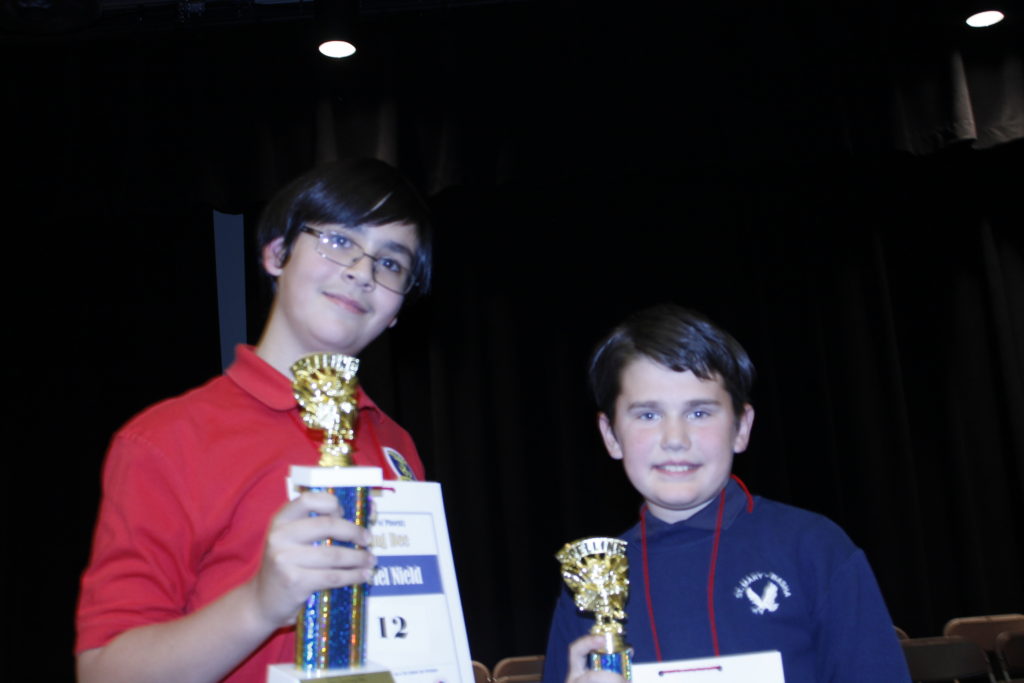 Gabriel Nield, a seventh-grader at St. John Vianney took home the first place trophy and Daniel Campbell, a fifth-grader at St. Mary-Basha, came in second. 
