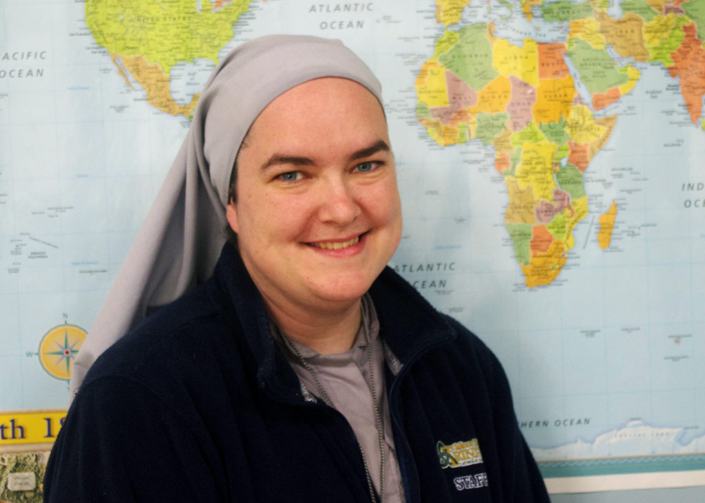 Sr. Mary Claire Strasser, SOLT, pictured here Feb. 23 in her classroom at Most Holy Trinity, said she was deeply influenced by the Dominican Sisters who taught her. (Joyce Coronel/CATHOLIC SUN)