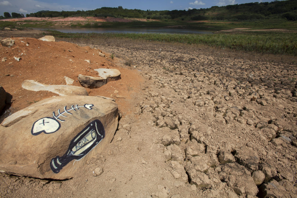 A View of the Jaguari dam in Brazil shows low water levels in early January. The drought in the region is the worst in 80 years, according to reports, as only a third of the usual rainfall occurred during the wet season from December to February. (CNS photo/Sebastiao Moreira, EPA)