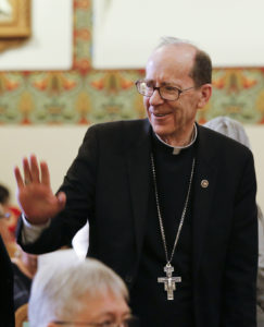 Phoenix Bishop Thomas Olmsted arrives for a vespers service at the Cathedral Basilica of St. Francis of Assisi in Santa Fe  June 3, the eve of the installation of Archbishop John C. Wester as the 12th Catholic archbishop of Santa Fe. (Nancy Wiechec)