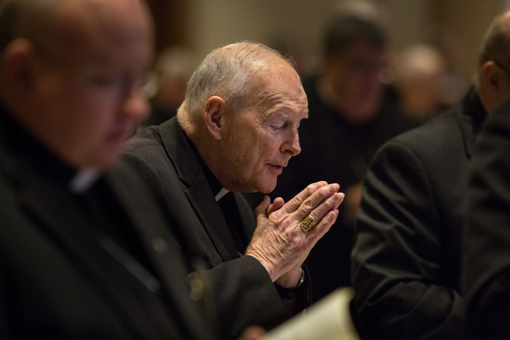 Cardinal Theodore E. McCarrick, retired archbishop of Washington, attends the morning prayer June 11 during the spring general assembly of the U.S. Conference of Catholic Bishops in St. Louis. (CNS photo/Lisa Johnston, St. Louis Review) 