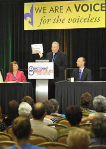 New Orleans Archbishop Gregory M. Aymond speaks during the National Right to Life Convention in New Orleans July 9. (Peter Finney, Jr./CNS via Clarion Herald)