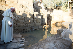 Pope Francis visits Bethany Beyond the Jordan, the traditional site of Jesus' baptism, southwest of Amman, Jordan, May 24. (CNS photo/L'Osservatore Romano, pool) (May 25, 2014) 