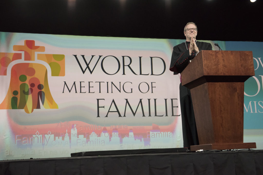 Los Angeles Auxiliary Bishop Robert E. Barron addresses the 2105 World Meeting of Families in Philadelphia Sept. 22. (CNS photo/Jeffrey Bruno)