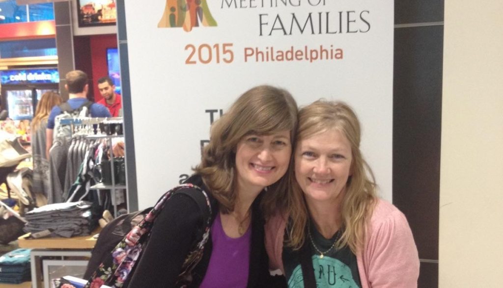 'Catholic Sun' reporters Joyce Coronel (left) and Gina Keating (right) arrived in Philadelphia yesterday evening.