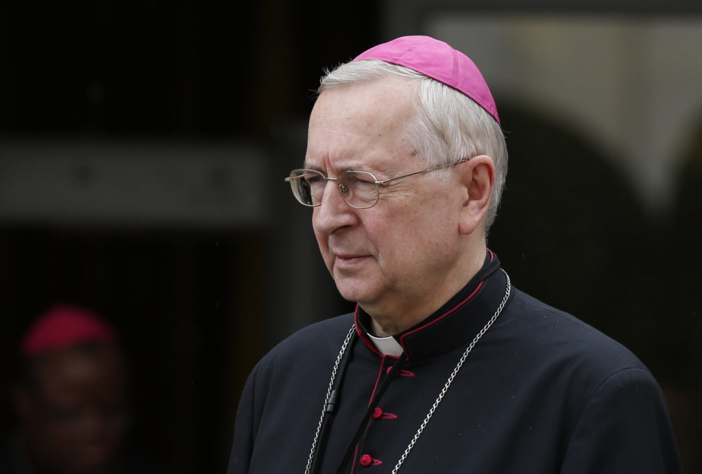 Archbishop Stanislaw Gadecki of Poznan, president of the Polish bishops' conference, leaves a session of the Synod of Bishops on the family at the Vatican Oct. 14. (CNS photo/Paul Haring) 