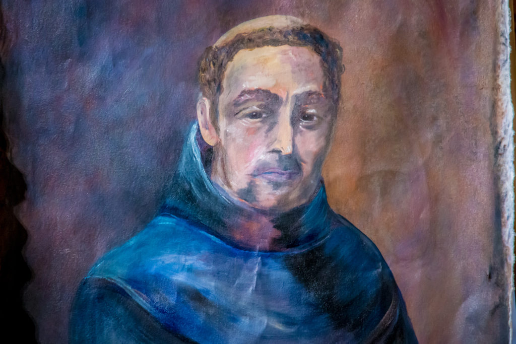 As part of a week-long celebration of the canonization of Junípero Serra, St. Mary's Basilica commissioned an image of holy Franciscan missionary by artist and parishioner Renee Bau. (Billy Hardiman/CATHOLIC SUN)